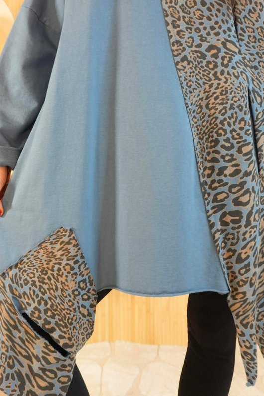 Leopard Panel Top Denim